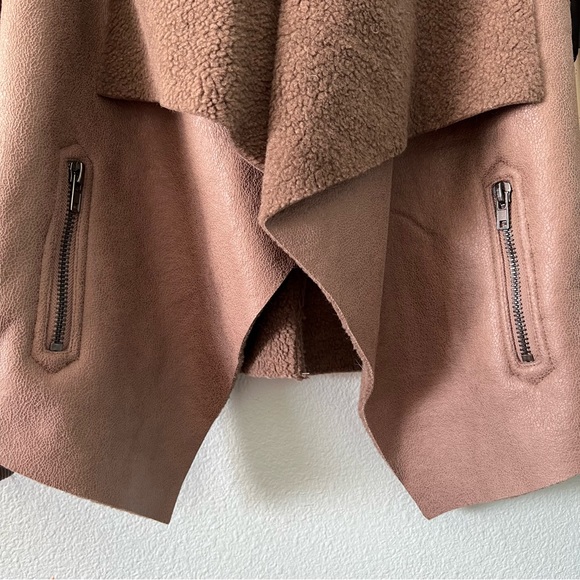 Forever 21 Brown Fleece Moto Wrap Jacket NWT M - Picture 3 of 6